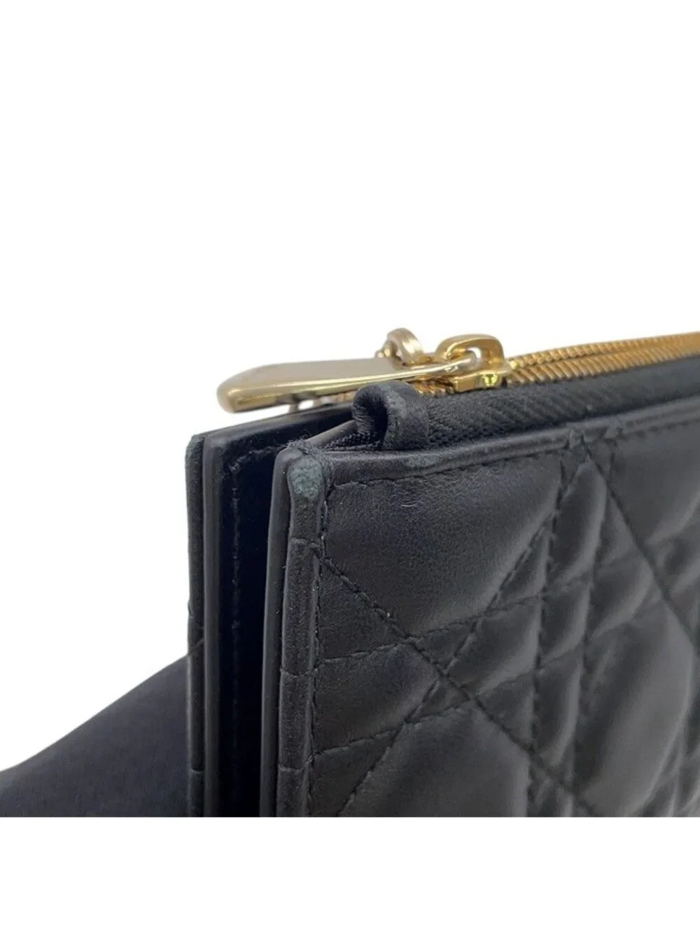Dior Bifold Wallet Lady Dahlia Cannage Leather Black